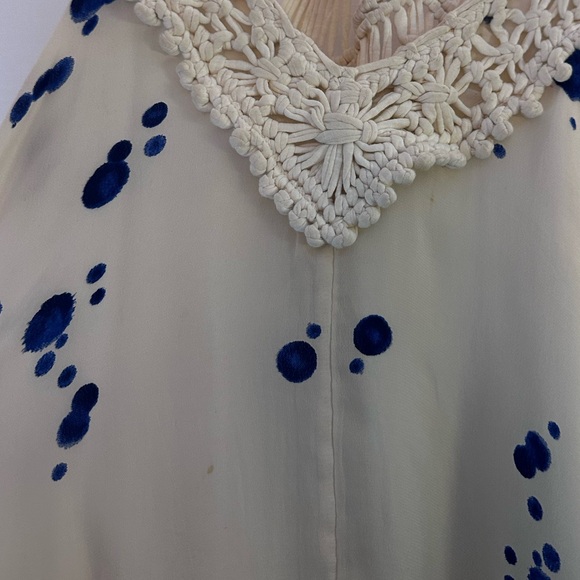 Anthropologie Maeve Crochet White and Blue Maxi Dress - Picture 5 of 6